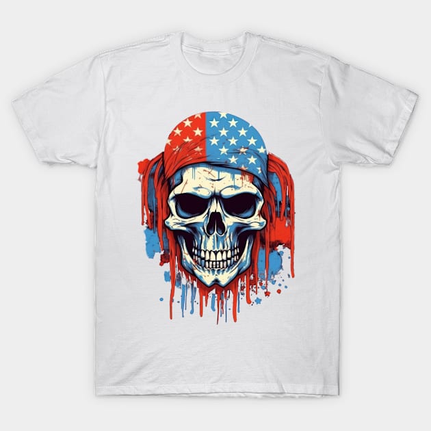 Proud to be an American and rockin' my Skull Flag with bold colors US T-Shirt by Pixel Poetry